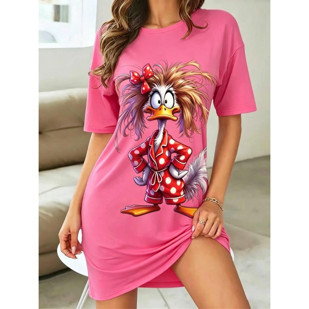 Women'S Letter Print Nightgown, Comfortable Choice for Night