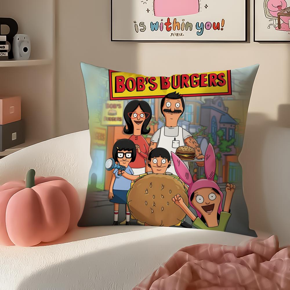 

Funny Anime BBobs Burgers Cushion Cover Pillowcase Short Plush Invisible zipper Room Sofa Cushion Cover 30X30cm