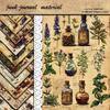 Retro Botanical Lab Material Paper: 10 Sheets of Flowers, Plants, Bottles Aged Pattern Decor