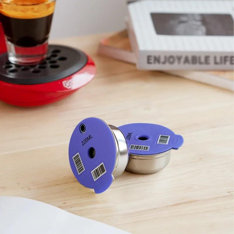 Reusable Coffee Capsule Pods Refillable Stainless Steel Coffee Filter for Bosch Tassimo Happy Vivy Coffee Maker 60/180/200/220ml