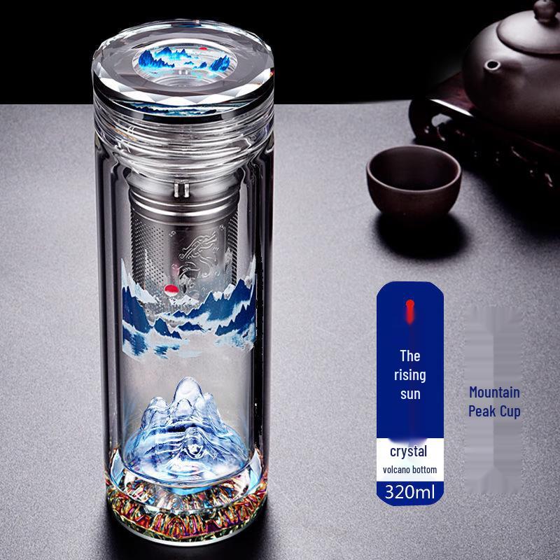 Yishijia 320ml Double-Layer Glass Tea Infuser Mug