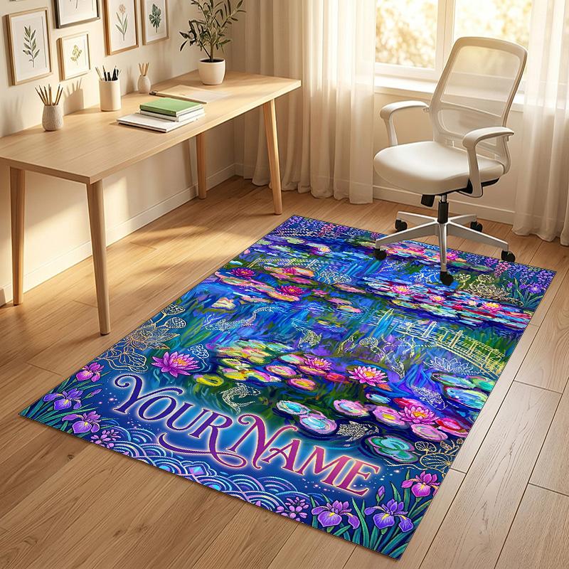Vinyl Records Theme Soft Crystal Velvet Rug Custom Name & Text Print Non Slip Floor Rug for Bedroom Living Room