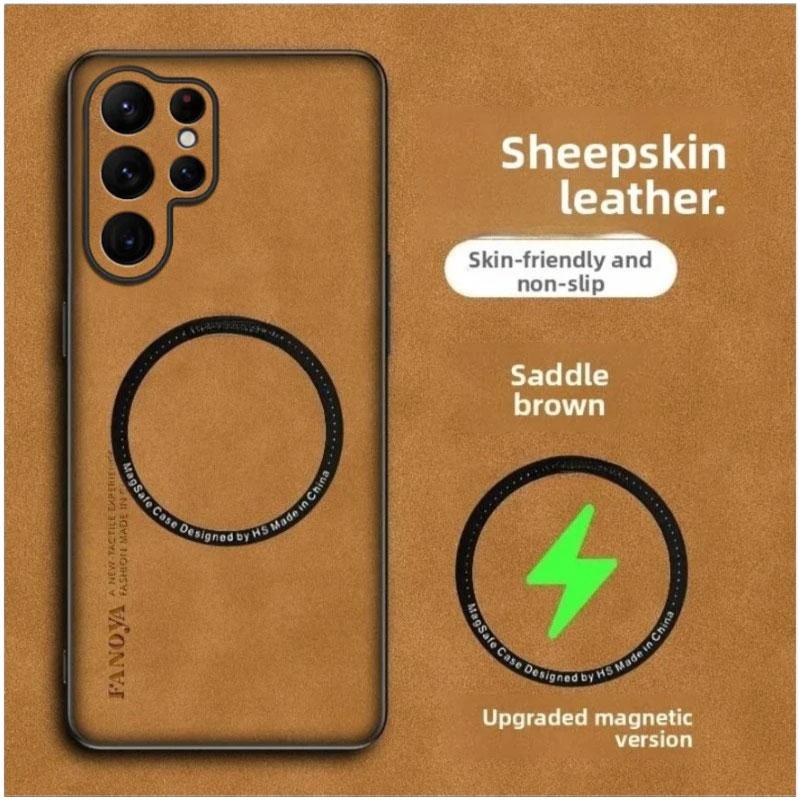Sheepskin Leather Shockproof Case for Samsung S26 Ultra S26+Plus Magnetic Wireless Charging Phone Back Cover for Galaxy S26Edge