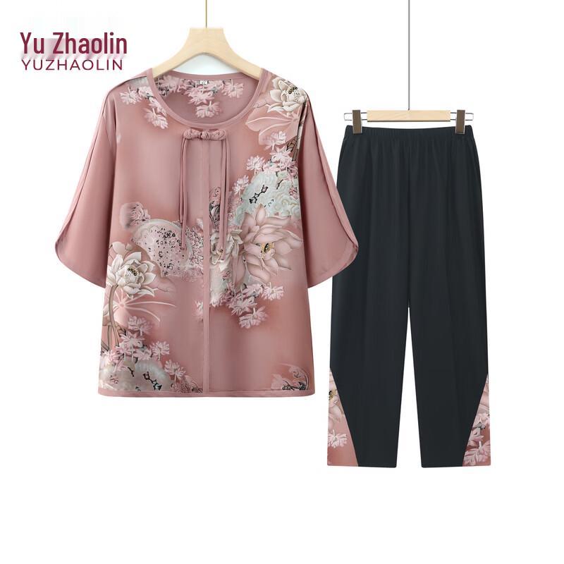 

Yuzhaolin Women s Summer Loose Mid-Sleeve Chinese Style Pant Set 5XL