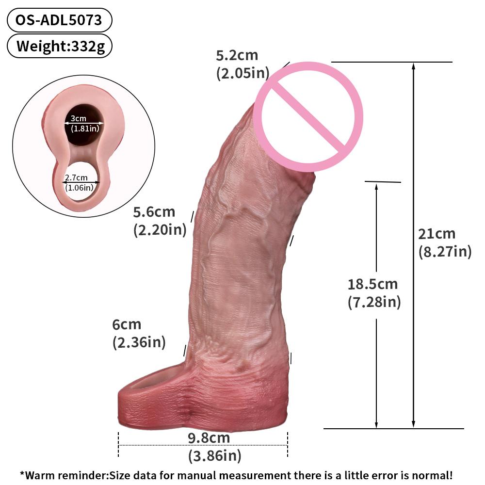 ORALSX Kleine Größe Penisverlängerer 5 Zoll Gliedmanschette Wiederverwendbare Kondom Hohl Dildo Silikon Penisverlängerer für Männer Kleiner Penis