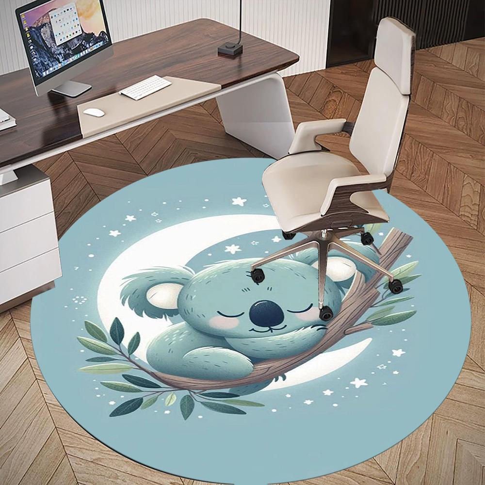 1PC Koala Moon sleep Night Round Chair mat Area Rug - Non-Slip, Floor Mat for Office, Bedroom, home decor Christmas Gift c0528084
