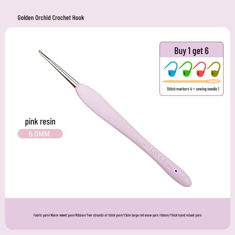 Soft Grip Resin Crochet Hook with Hand-Polished Stainless Steel Needle for Doll and Wool Knitting