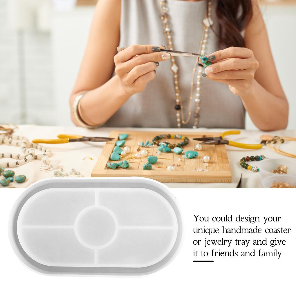 DIY Oval Mould Soft Flexible Jewelry Tray Mold for Office Home Decoration