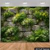 2D Garden Rock Wall Backdrop with Ferns Photo Booth Background