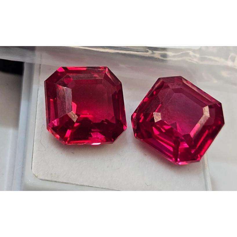 Stunning Rubellite Tourmaline 20-21 Ct Asscher Cut Pair Certified Gemstone