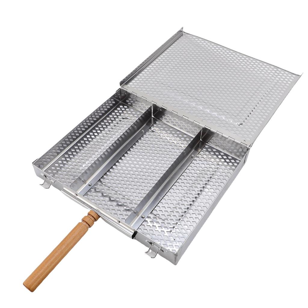 BBQ Grilling Basket Stainless Steel Portable Outdoor Camping Barbecue Basket with Detachable Dividers for Fish Meat
