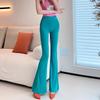 Solid Color Bell-bottom Pants Women In Winter High Waist Slimming Elastic Color Fashionable and Versatile Extended Casual Pants