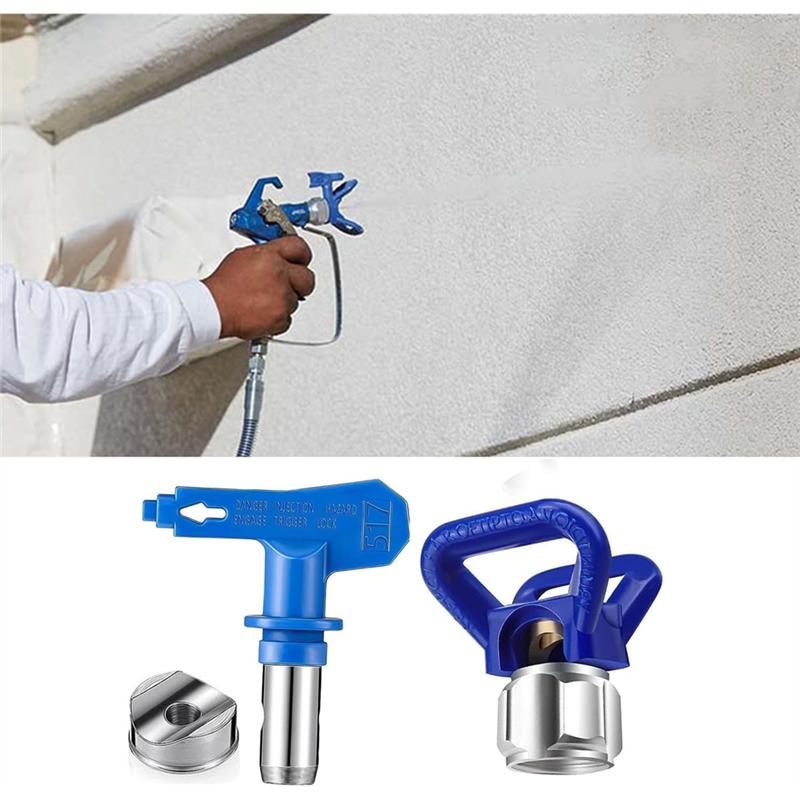 ABNO-Airless Tip& Guard Combo(517) For Spray-Painting For Standard Airless Paint For Coating, Putty, Oil Paint, Water Paint