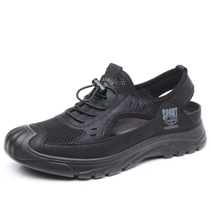 Fashion Closed Toe Men's Sandal Mesh Genuine Leather Luxury 2025 Summer Eva Japanese Breathable Number 41 Descount On Offer H Male Shoe