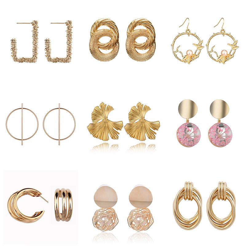 Geometric Statement Earrings Big Earrings for Women Gold Personality Stud Earrings Modern Jewelry Brincos Unusual Earrings