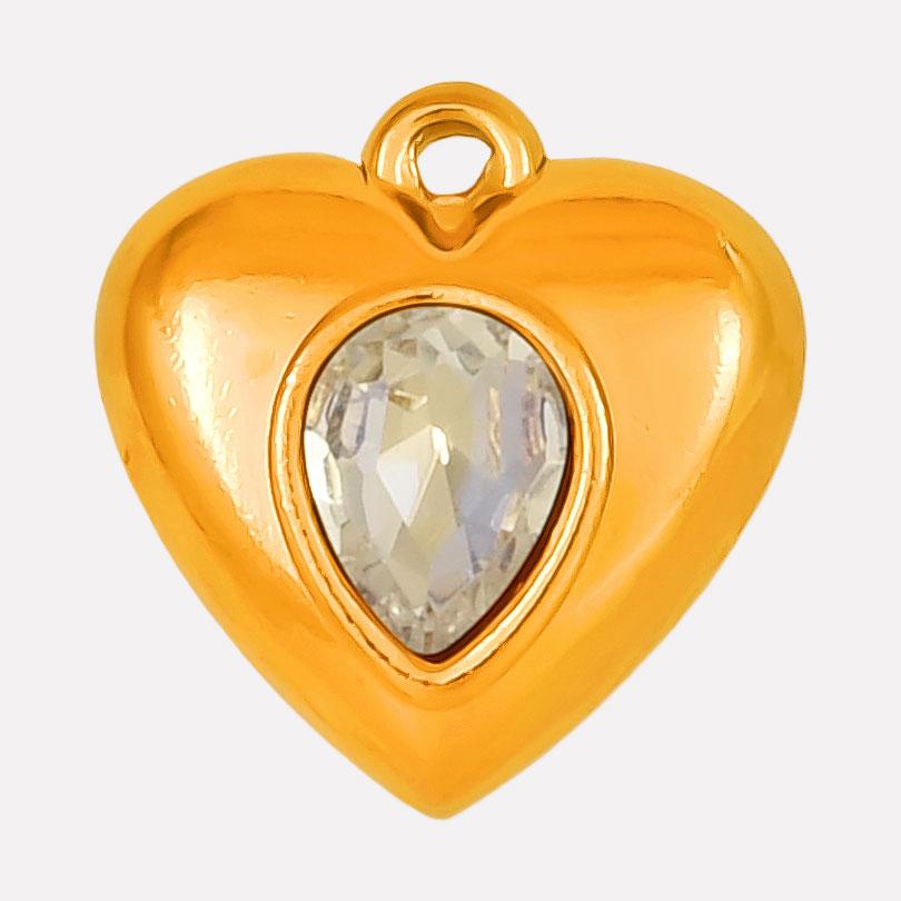 Never Fade Heart Charm Water Drop Rhinestone 6pcs Stainless Steel Charms For Jewelry Making Supplies Metal Pendant DIY Materials