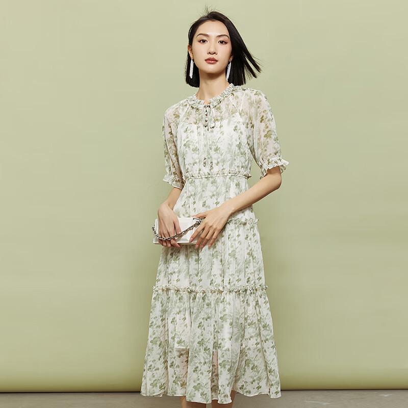 

Women s Romantic Floral A-Line Midi Dress L