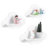 3Pcs Cloud-shaped Modern Wall Bookshelf Multifunctional Modern Style Wooden Wall Storage Rack for Living Room Display Stands