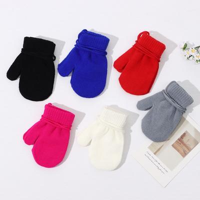 Fashion Baby Boys Girls Anti-lost Knitted Mittens Thick Warm Kids Gloves Sports Gloves