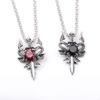 New Personality Design Punk Style Red Dragon Sword Pendant Necklace for Men Goth Retro Cross Stainless Steel Collar Rock Jewelry