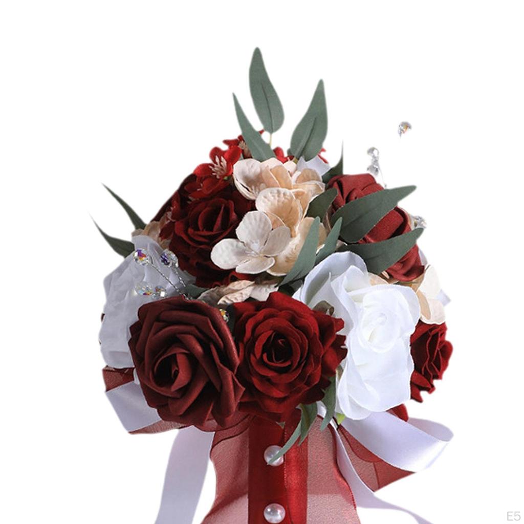Bridal Bouquet Artificial Rose Flowers Centerpieces Ornament Tossing Bridesmaid Flower for