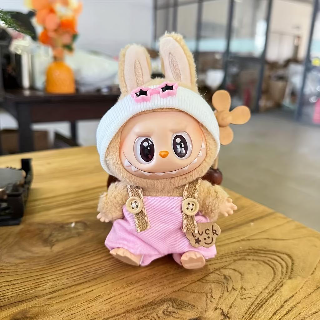 New 2025 Labubu First and Second Generation Doll Accessories Trendy Playwear Starry Eye Suspender Pants Hat Set Doll Accessories Changeable Cute