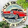 Vintage Car Wash Metal Sign Wall Art Home Decor 8 Inch Round Aluminum Durable Gift