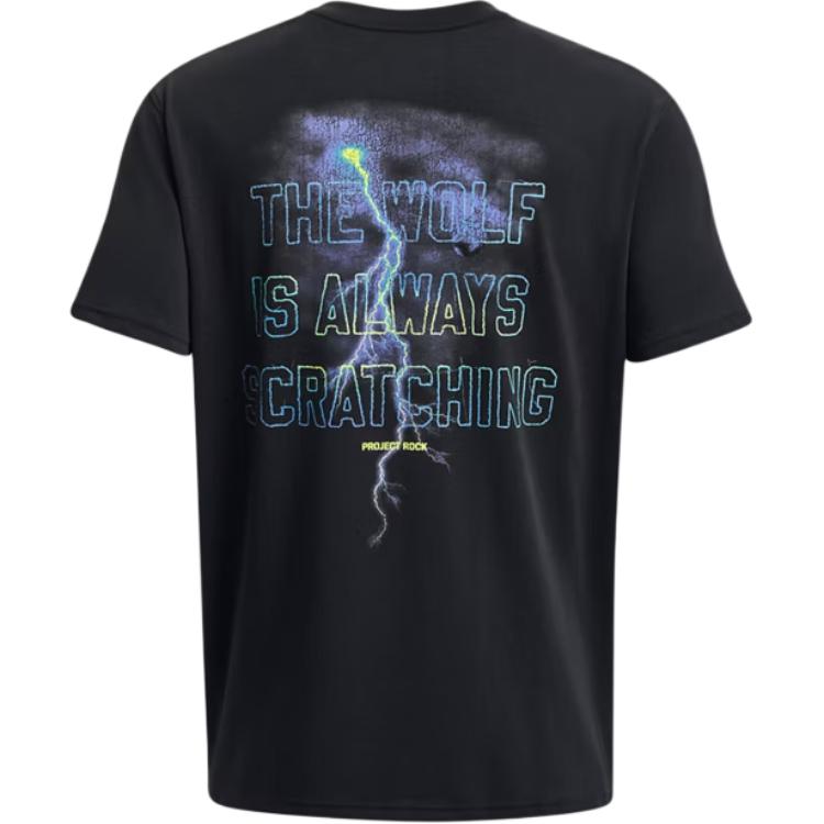 Under Armour Johnson Series Letter Round Neck Training Short Sleeve T-Shirt Men Tops Black 1379752-001