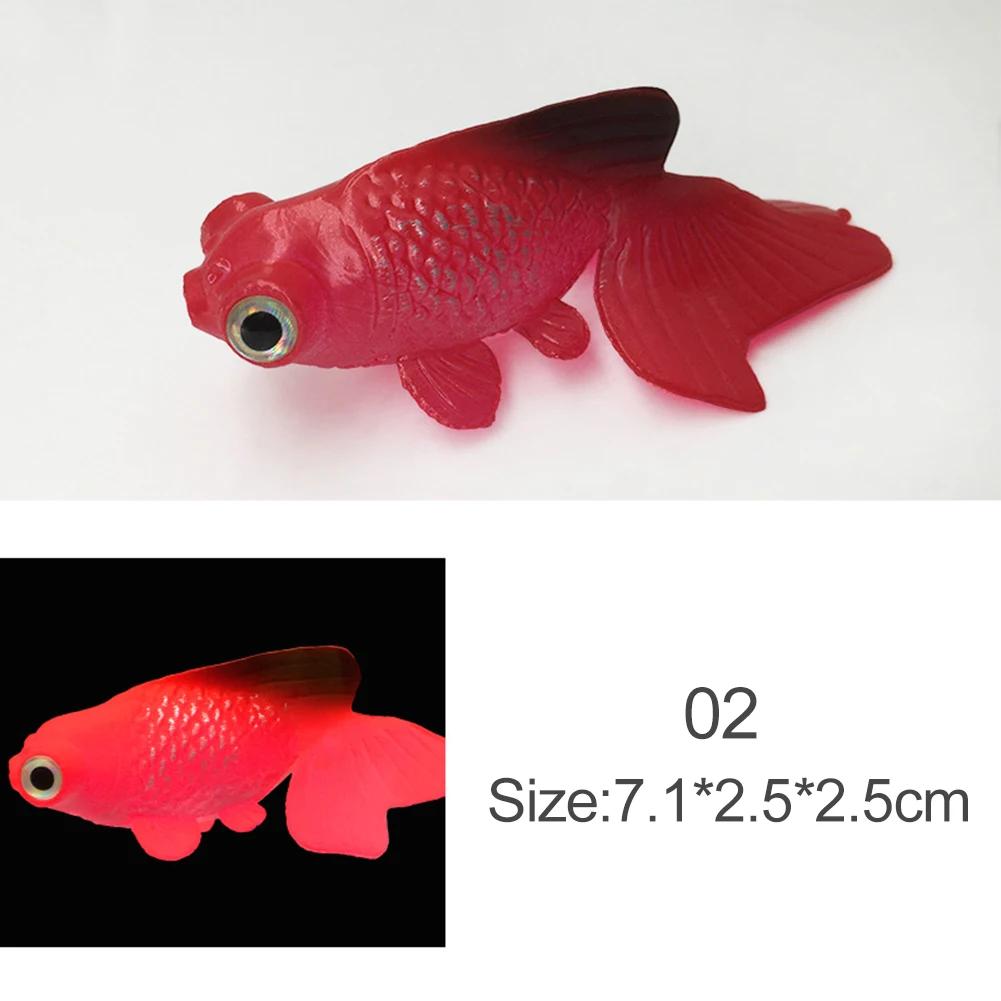 Glow In The Dark Artificial Aquarium Fishes Realistic Moving Floating Colorful Goldfish Fake Fish Ornament for Aquarium Tank