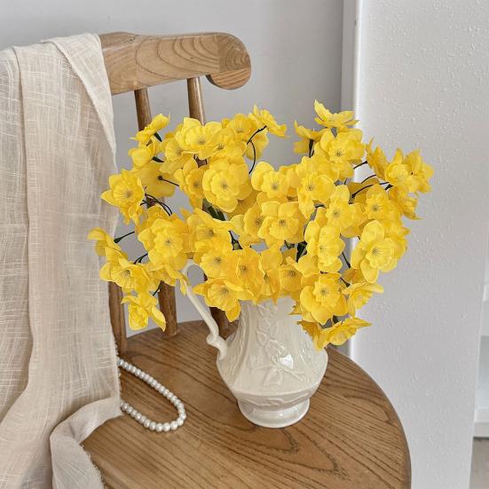 Artificial Narcissus Flowers Bouquet for Home Decor Realistic Silk Fake Daffodils with White Yellow Orange Petals Long-Lasting Spring Decoration for