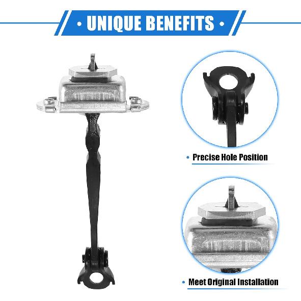 2 Pcs Door Check Stop Strap No.80430ZX60A/80430JA000/80430ZN51A for Nissan Altima 2007-2012, Durable Metal Silver Tone Front