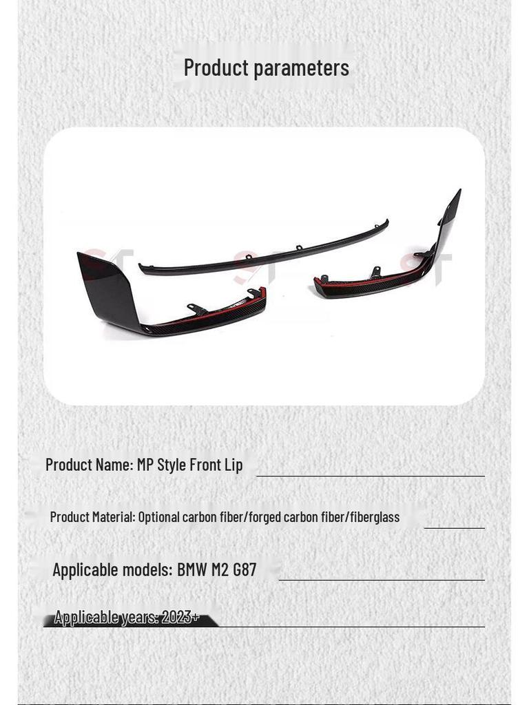BMW M2 G87 Carbon Fiber MP Style Front Lip Spoiler Kit