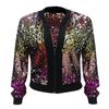 Women Casual Color Sequined Cardigan Jacket Zipper Open Front Jacket
