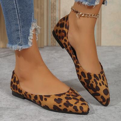 Fashion Flat Shoes for Women Sexy Leopard Pointed Toe Large Size Small Size Slip On Moccasins Ballet Shoes Basic Female Working Shoes