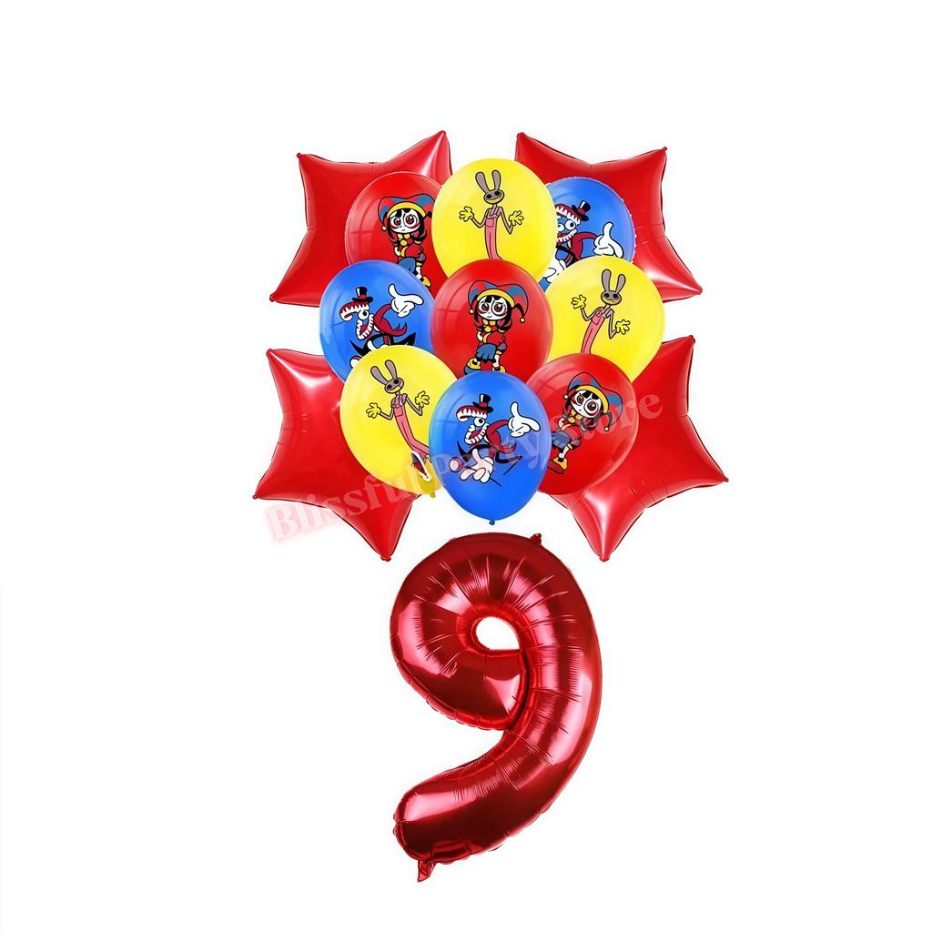 Amazing Digital Circuses Birthday Party Decoration Tableware Cup Plate Balloon Cake Topper Kids Event Supplies Baby Shower Favor