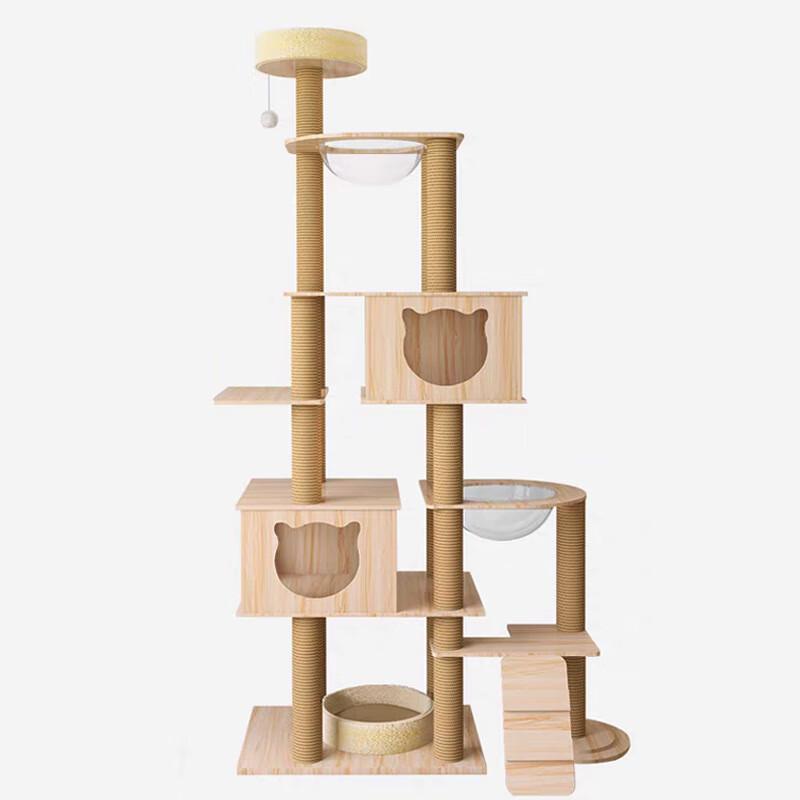 Solid Wood Multi-Level Cat Tree & Activity Center