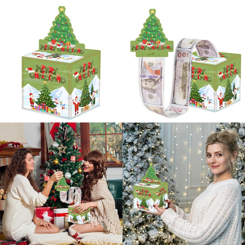 Pattern Christmas Tree Party Decor Gift Box Money Box Holiday Prop Celebration