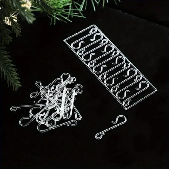 100 Pcs S-Shaped Hooks Christmas Stockings Bells Gifts Hanger Jewelry Photos Hanging Holder for Holiday Tree Decor