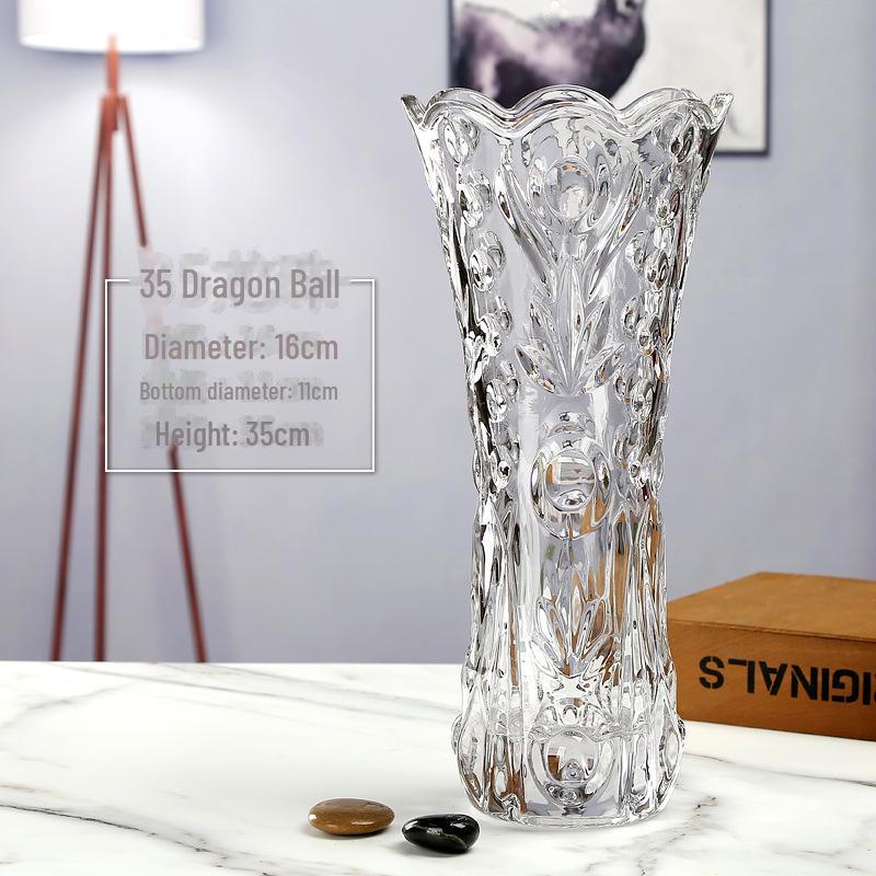 Extra Large Transparent Glass Vase, 50cm Height, Wide Diameter for Flower Arrangements, Living Room Decor, Hydroponic Lucky Bamboo