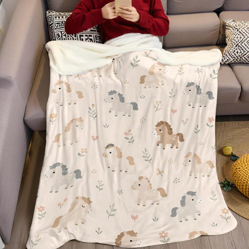 Boho Baby Pony Flannel Blanket Warm Soft Halloween Christmas Couch Warm Cozy Decorative Decor Gift for All Season