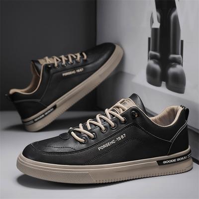 Schwarze Herren-Sneaker mit dicker Sohle Designer-Sportschuhe Mode Freizeit Faserleder Atmungsaktiv Höhenverstellend Flach mit dicker Sohle