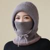 Neuer Stil Winter Damen Warmhalten Strickmütze Nackenschutz Beanie Mütze Pelzfutter Warme Mützen für Damen Winddichte Sturmhaube