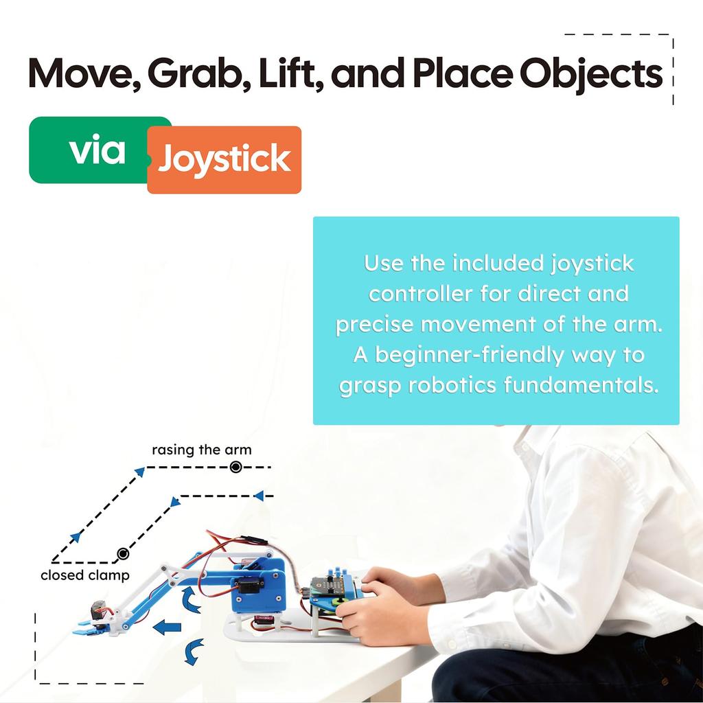 SIYEENOVE Microbit Smart Robot Arm Kit with Japanese PDF Instruction Manual - 4DF Programmable Mechanical Arm Assembly Kit [Microbit V2 and AA Batteri