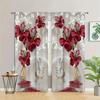 2 Pieces of Flowers Printed Curtains, Pole Bag Curtains 30*65, Bedroom, Living Room, Home Decoration, Room Decoration