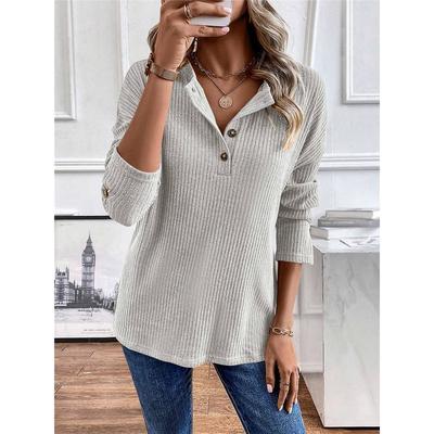 Women's Solid Color Knitted Pit Strip Long Sleeve Half-open Collar Sweatshirt Clothes Sale