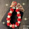 Autunno Inverno Peluche Cordoncino per Telefono Moda Perla Pompon Perline Catena Pendente per Telefono Corto da Polso Catena Portatile
