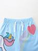 Girls' Unicorn Print Shorts & Top Set - European/American Style, Cute Summer Outfit