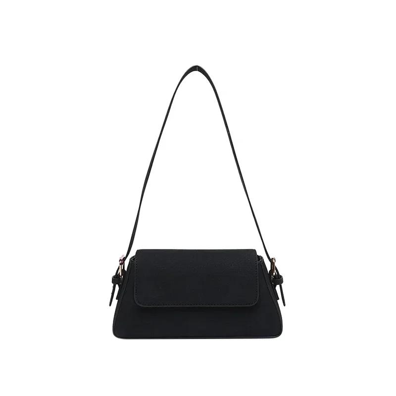 Solid Color Suede Zipper Sweet Shoulder Bags on Sale Simple Trend Sewing Thread Bags High Quality Popular Fashion Crossbody Bag