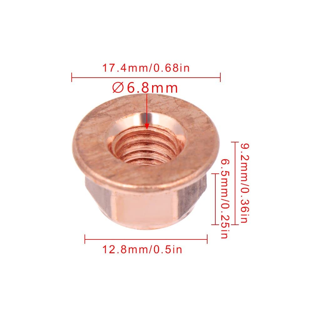 12pcs M8 Copper Flush Exhaust Manifold Nuts 8mm Nuts High