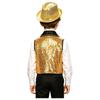 Boys Contrasting Lapel Collar Sleeveless Shiny Sequin Vest Sequined Hat Jazz Dance Performance Set